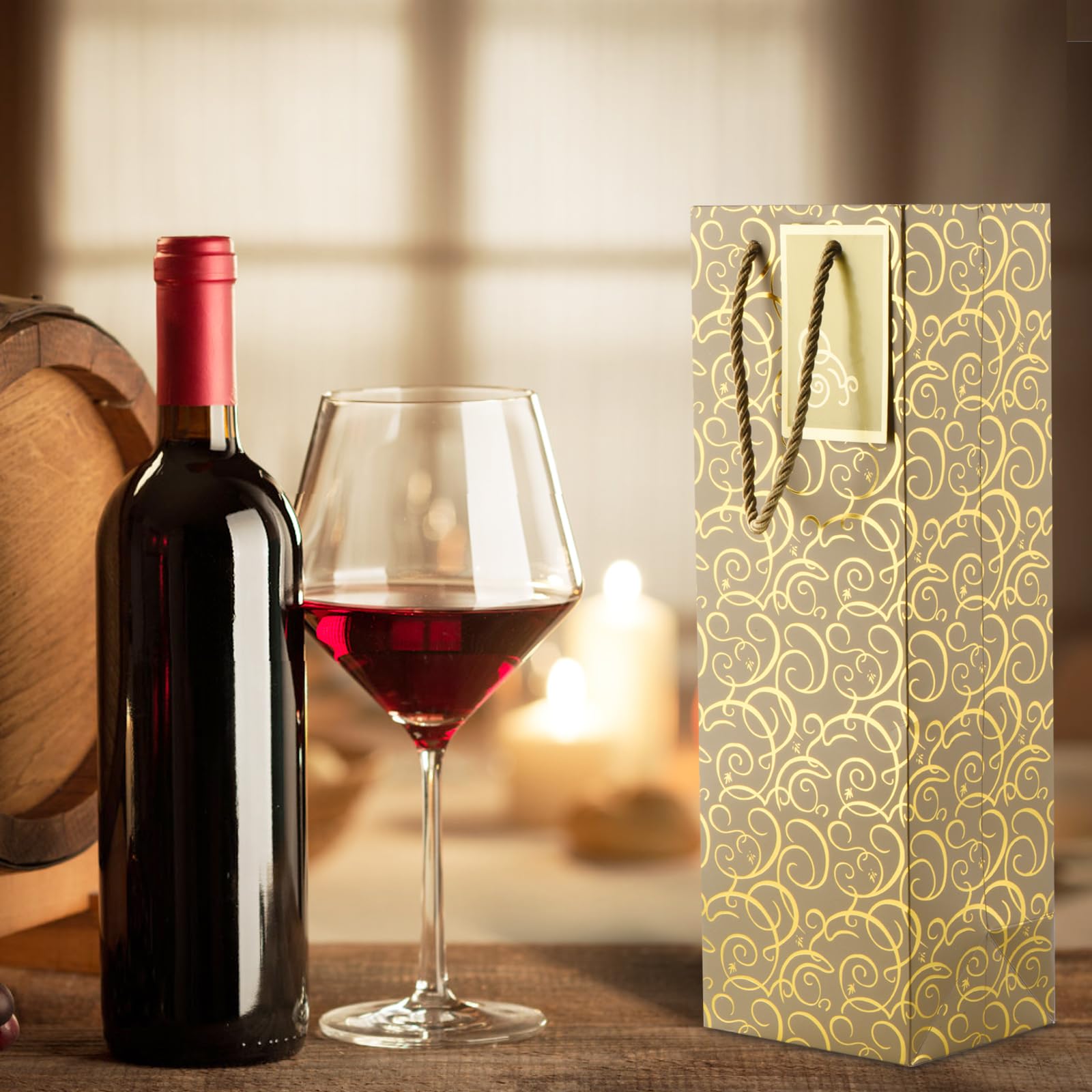 Sacchetti Regalo Per Vino DATEFFUN - 12 Pezzi Con Manici, Carta Kraft Rinforzata