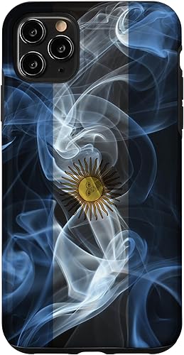 Vista 28 de iPhone 11 Smoky Argentina Flag - Funda de orgullo argentino estilo humo