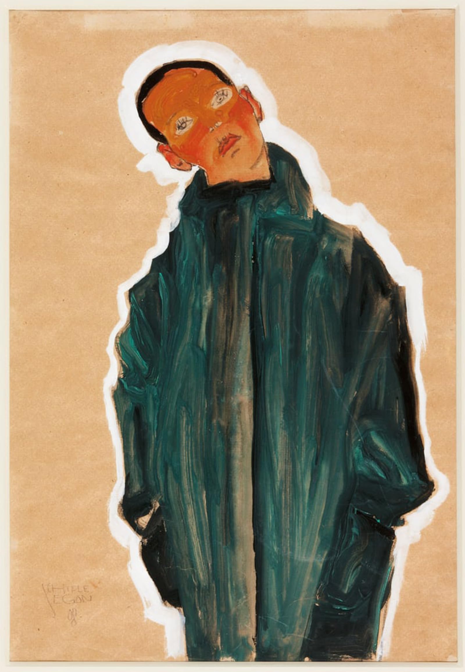 POSTERIIk Famous Modern Artwork Art Mural Boy in the Green Coatby Egon Schiele Oil Paintings Pictures for Home Decor 60x90cm