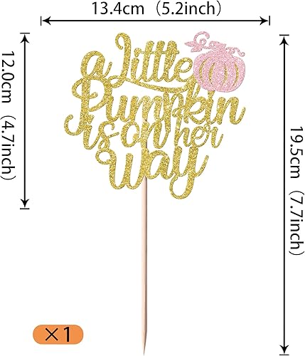 Miniatura 2 de 1 paquete de decoración para tartas con purpurina con temática de otoño, revelación de género, selección de pastel de calabaza, decoración de pastel