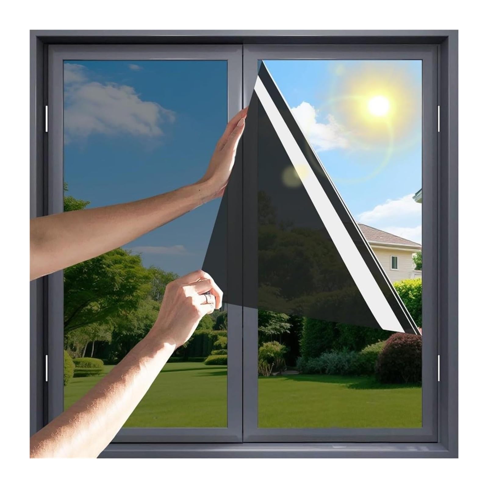 Thermal Window Film One Way Privacy Window Film, Shatterproof PET Window Tint For Heat Control & 100% UV Protection Blackout Window Treatment