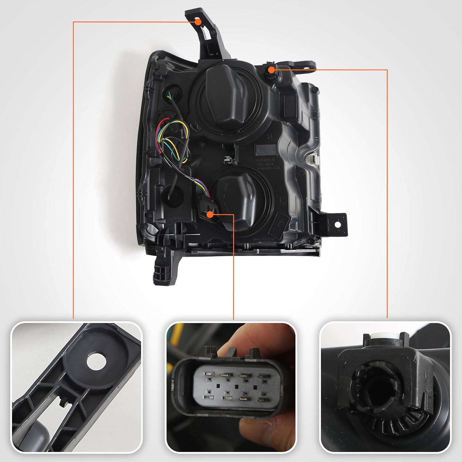 FIONE Halogen Headlight Assembly Compatible with Chevy Silverado 2500 3500 HD 2015-2019 GM2502416 84388592 Chrome Housing Headlamp LH Left Driver