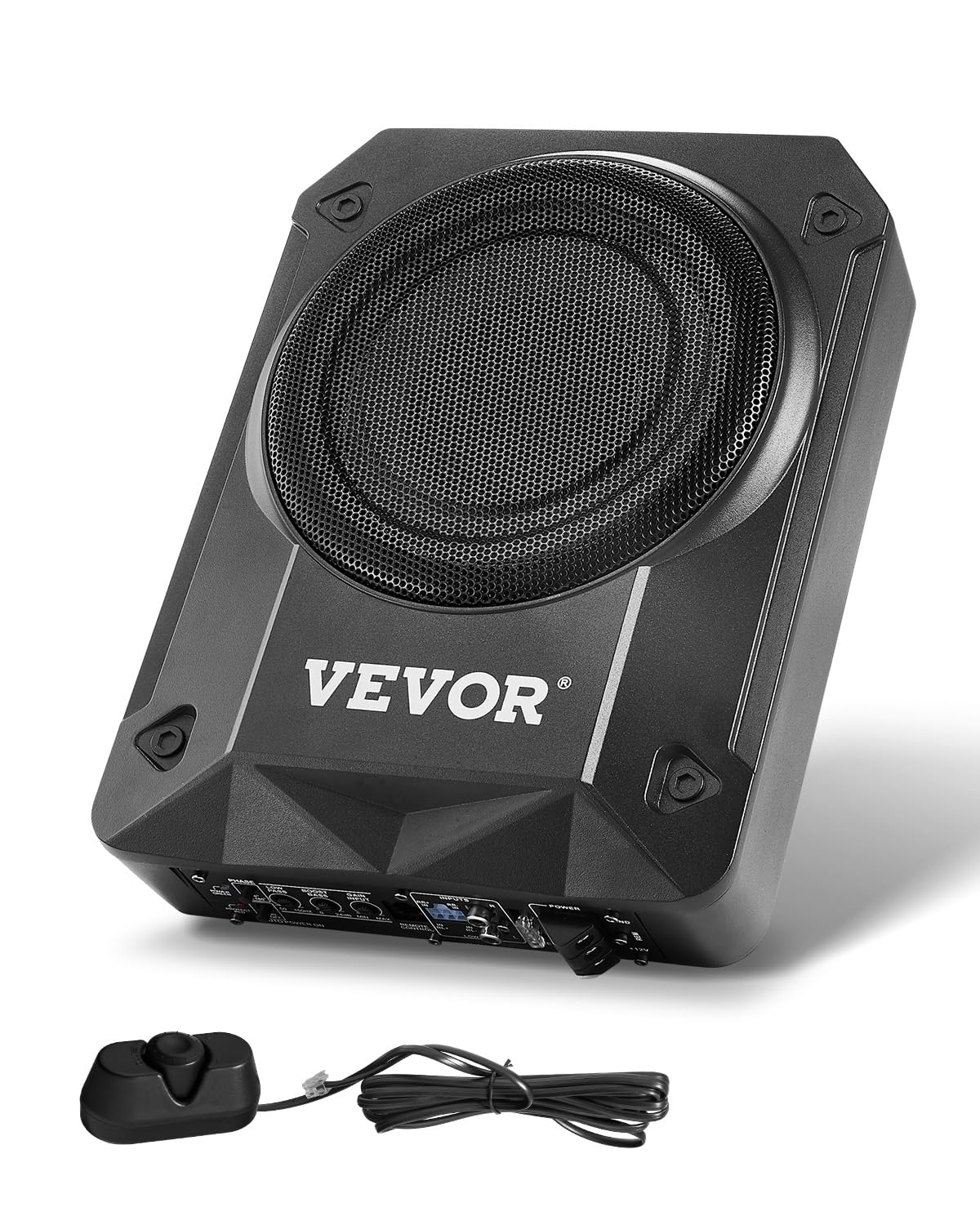 VEVOR Untersitz Auto Subwoofer 800 W 203 mm schlanker Auto Subwoofer mit Stromversorgung, Subsystem mit eingebautem Verstärker, Hoch-/Niedrigpegel-Eingang und Lautstärkeregler für SUVs Lkws