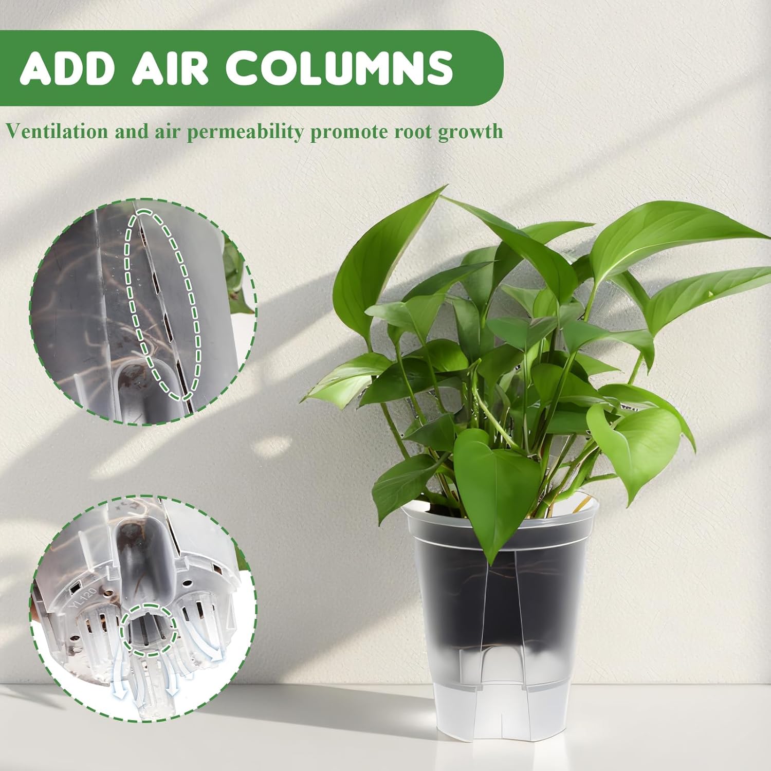 9 Piece Self Watering Pots with Drainage Holes and Deep Reservoir Clear Flower Pots Flexible Plastic Planter Pot for Indoor/Outdoor Plants(4.7'', 5.9'' and 7'') - Image 3