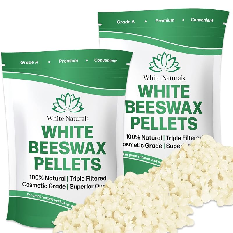 Pastilhas de cera de abelha branca White Naturals, 2 lb (1 lb em cada saco), tripla filtragem