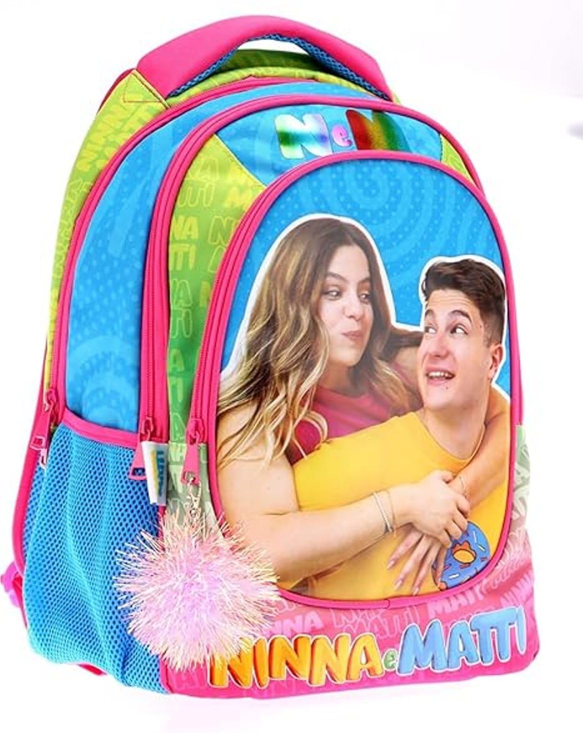 PRESTIGE & DELUXE Zaino Ovetto Ninna e Matti per Bambini Scuola Elementare, 32 x 21 x 42 cm + omaggio 7 penne + portachiave paillettes