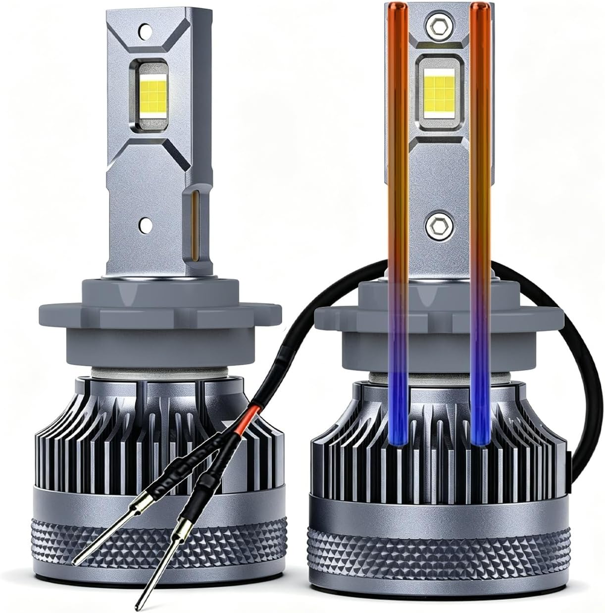 D2H LED Bulbs No Ballast Required 110W 40000Lm Super Bright 12V 6500K Cool White Built-in Fan and 2 Thermally Conductive Copper Tubes Fog Lamp