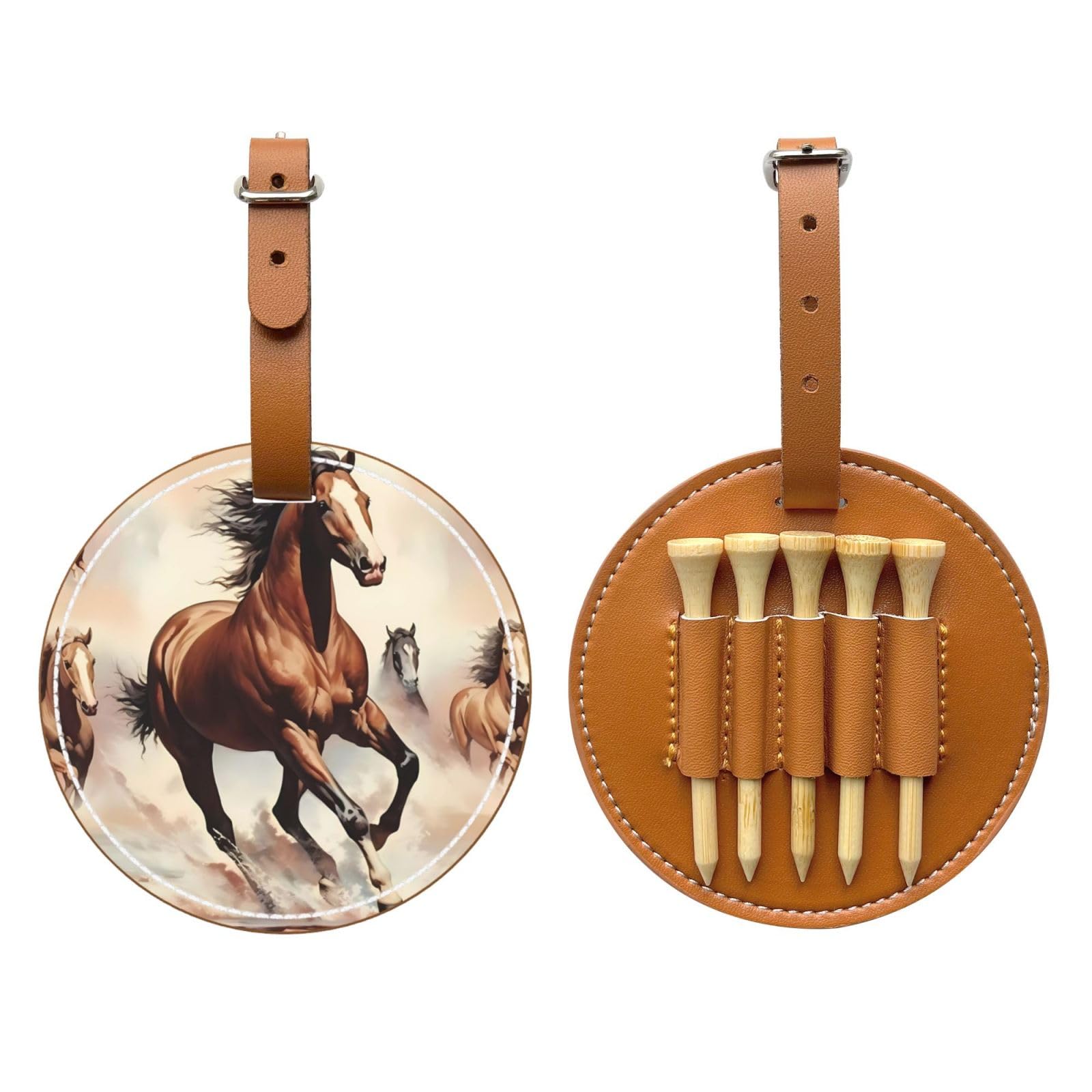 Prancing Brown Horse Brown Printed Golf tee Storage Bag - Portable Design, Easy to Organize tee
