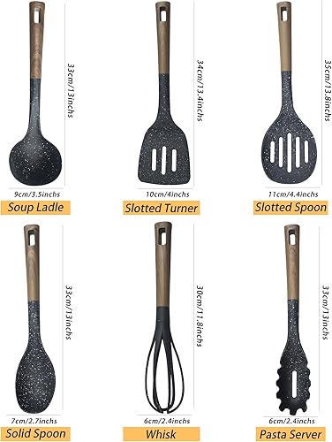 Miniatura 2 de Kitory Juego de utensilios de cocina de nailon, 7 piezas, antiadherentes, resistentes al calor, BPA, mango de madera, las mejores herramientas de