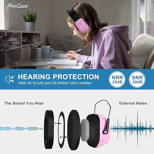 Miniatura 3 de ProCase SNR - Audífonos con cancelación de ruido de 29 dB para niños con autismo y reducción de ruido a prueba de sonido, para fuegos artificiales,
