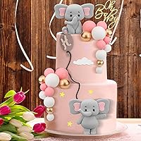 Vista 6 de Yinder Adornos para Tarta de Oso Mini Adornos para Tarta de Oso Adornos para Tarta de Bola de Perla Blanca y Oro para Decoraciones de Fiesta de Gris