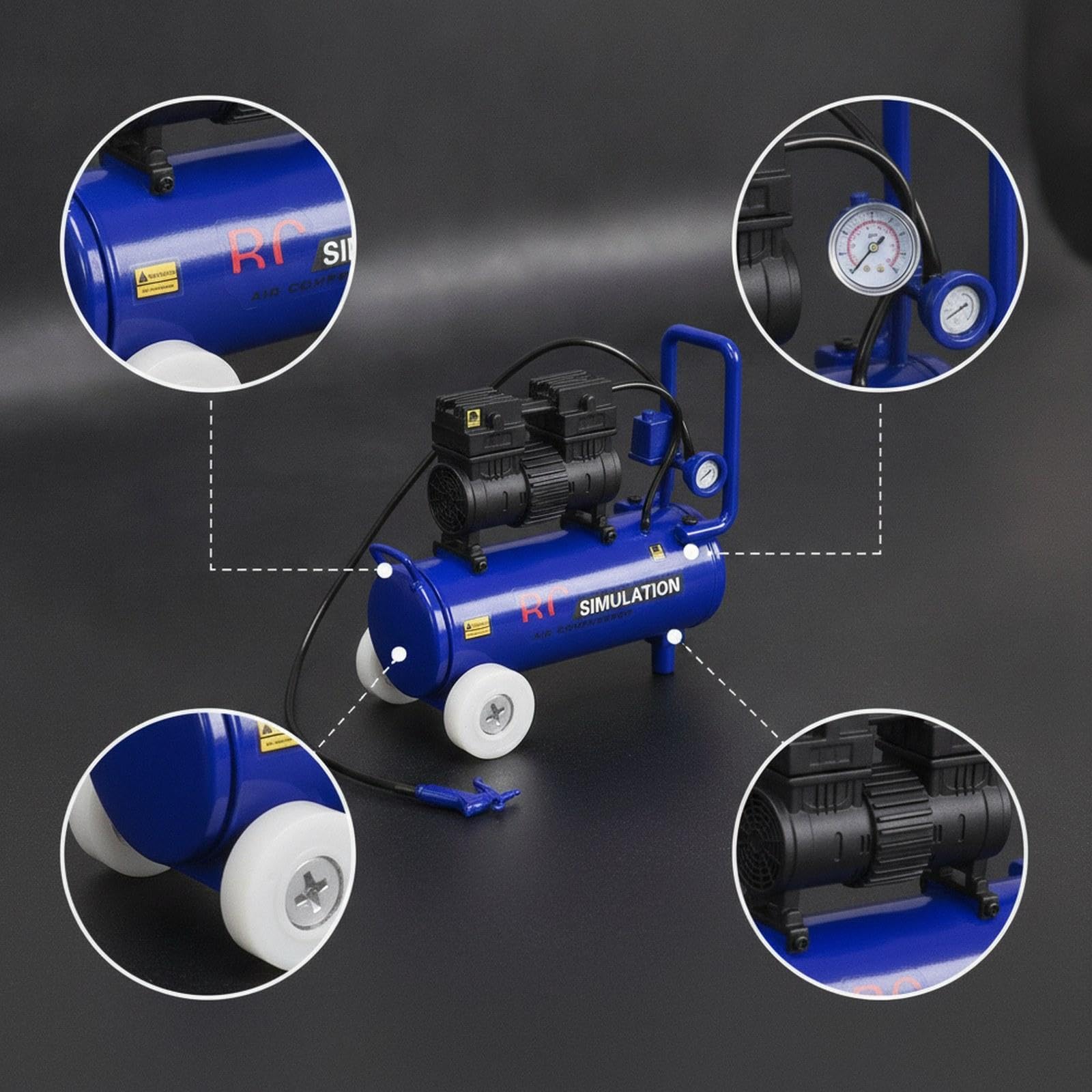 MagiDeal Pompa di Simulazione per RC Crawler, Manutenzione Decorativa, Modifiche Fai da Te, Pezzo di Ricambio, Mini Compressore, Pompa per 1:10, Blu