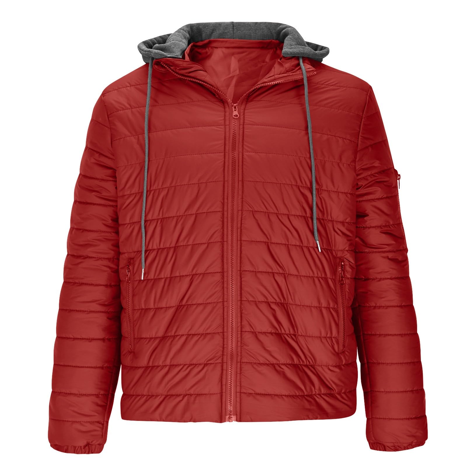 Daunenjacke Herren mit Kapuze Steppjacke Puffer Jacke Warme Outdoor Jacke Winterjacke Warm Pufferjacke mit Reissverschluss Winter Jacken Regular Fit Kapuzenjacke Freizeitjacke Einfarbig Herrenjacke