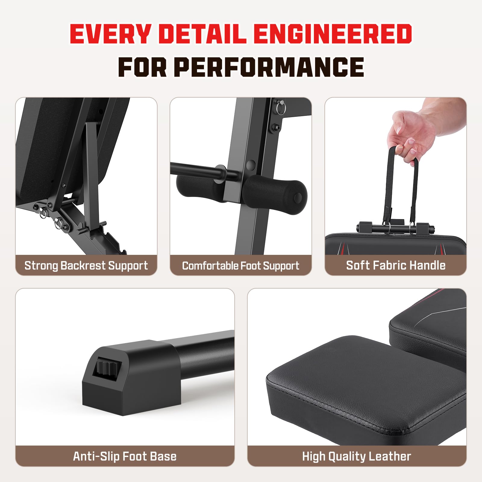 Adjustable Weight Bench with Leg Extension and Preacher Curl Pad | Foldable Workout Bench, 10 Positions Incline Decline Flat Full Body Home Gym Strength Training, 800 lbs Capacity Bench Press