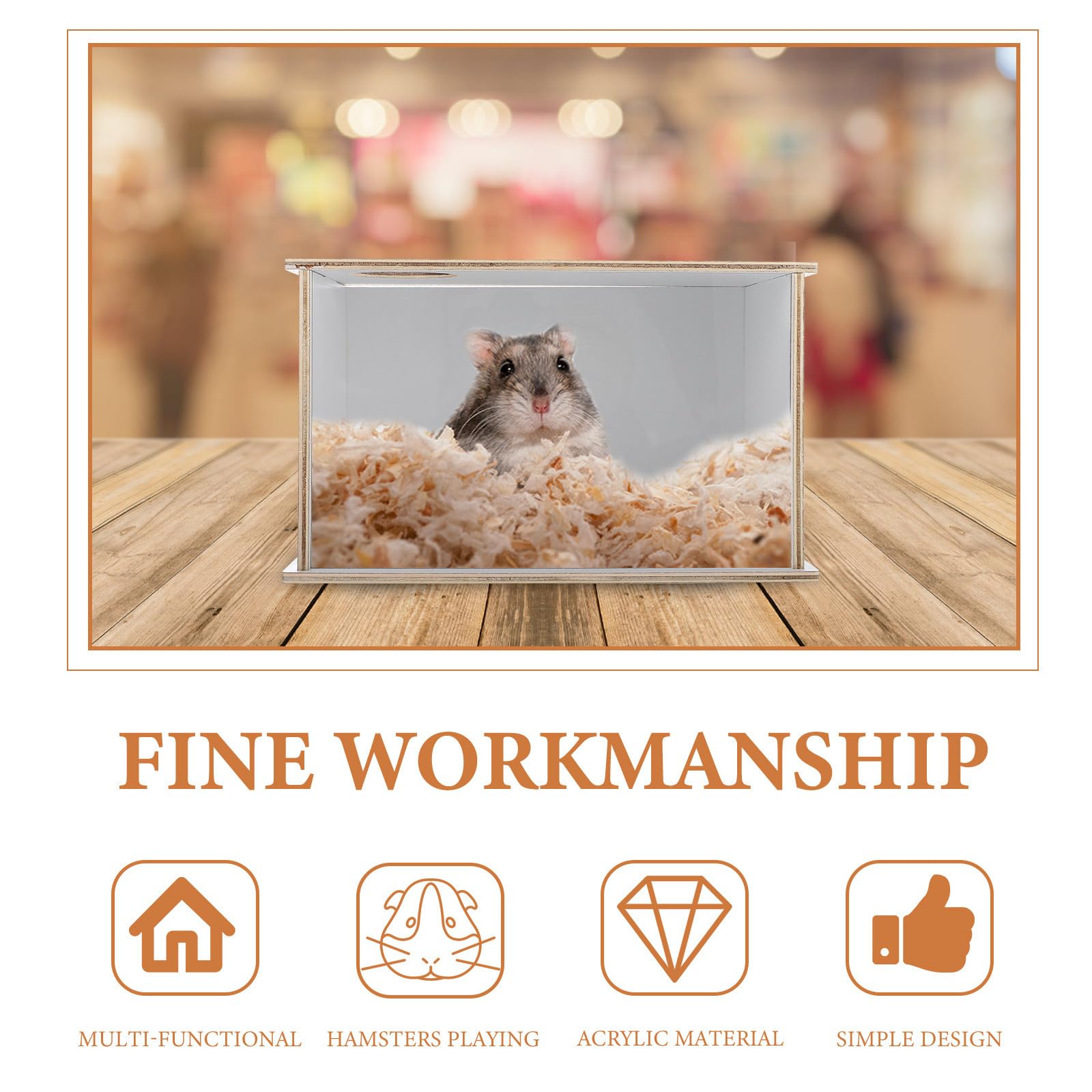 Holzbadewanne für Chinchillas mit Acrylscheibe Dekorative Sandbadbox Verhindert Sandverschütten Sicher für Spielen und Baden für Zuhause