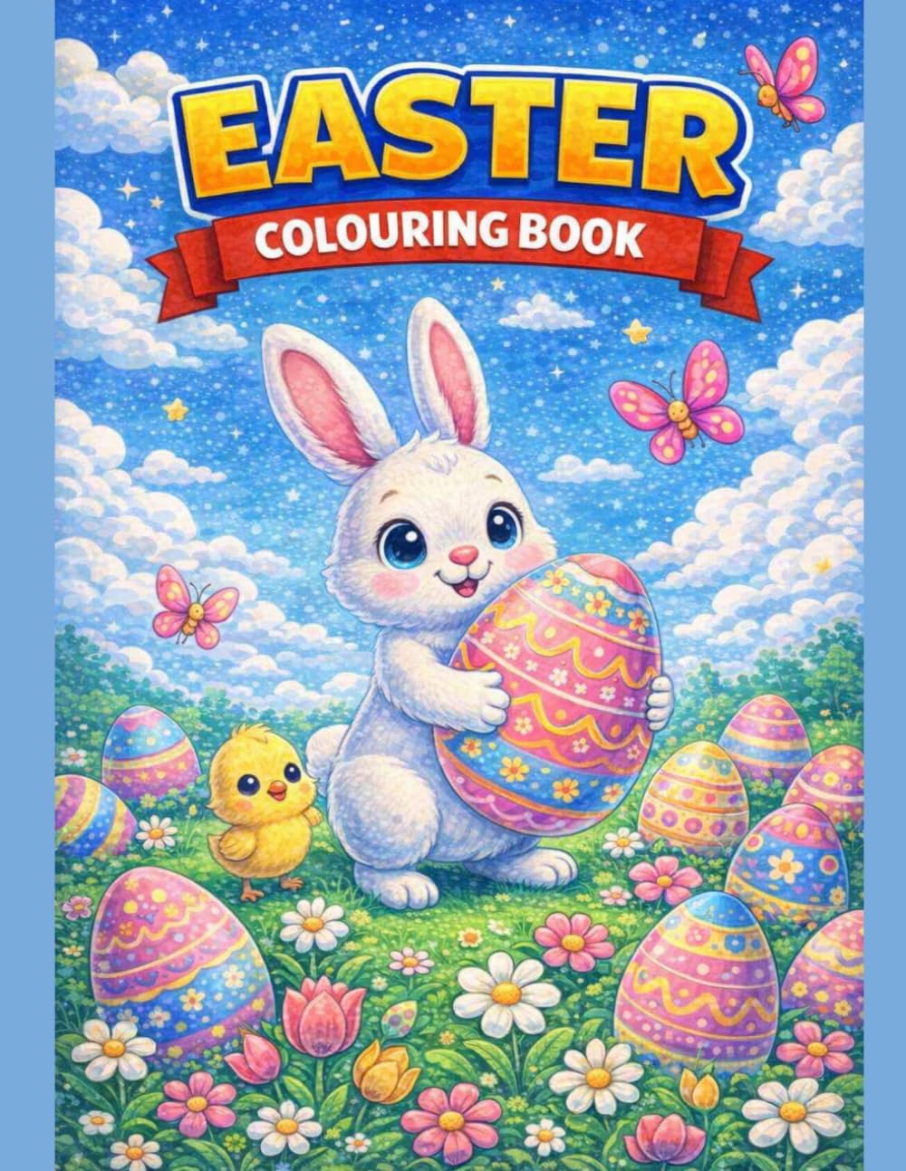 Easter colouring book: Easy and adorable colouring pages for children