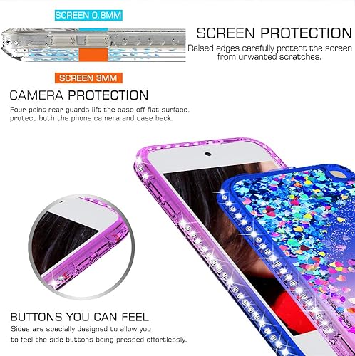 Miniatura 5 de LeYi - Carcasa para iPod Touch 6 e iPod Touch 5 Gen ZX con protector de pantalla para niñas, diseño de purpurina brillante y transparente, carcasa