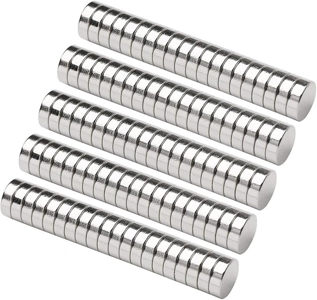 Neodymium Magnets Super Strong Round Cylinder Magnets Rare Earth Magnets Refrigerator Magnets 100 Pieces N52 Magnets for Fridge, Scientific, Crafts, DIY, Hobby, Office, Home and Kitchen 6 x 3 mm