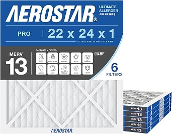 Aerostar Air Filter 22x24x1 MERV 13 AC Filter, HVAC, Furnace Filter, 6 Pack