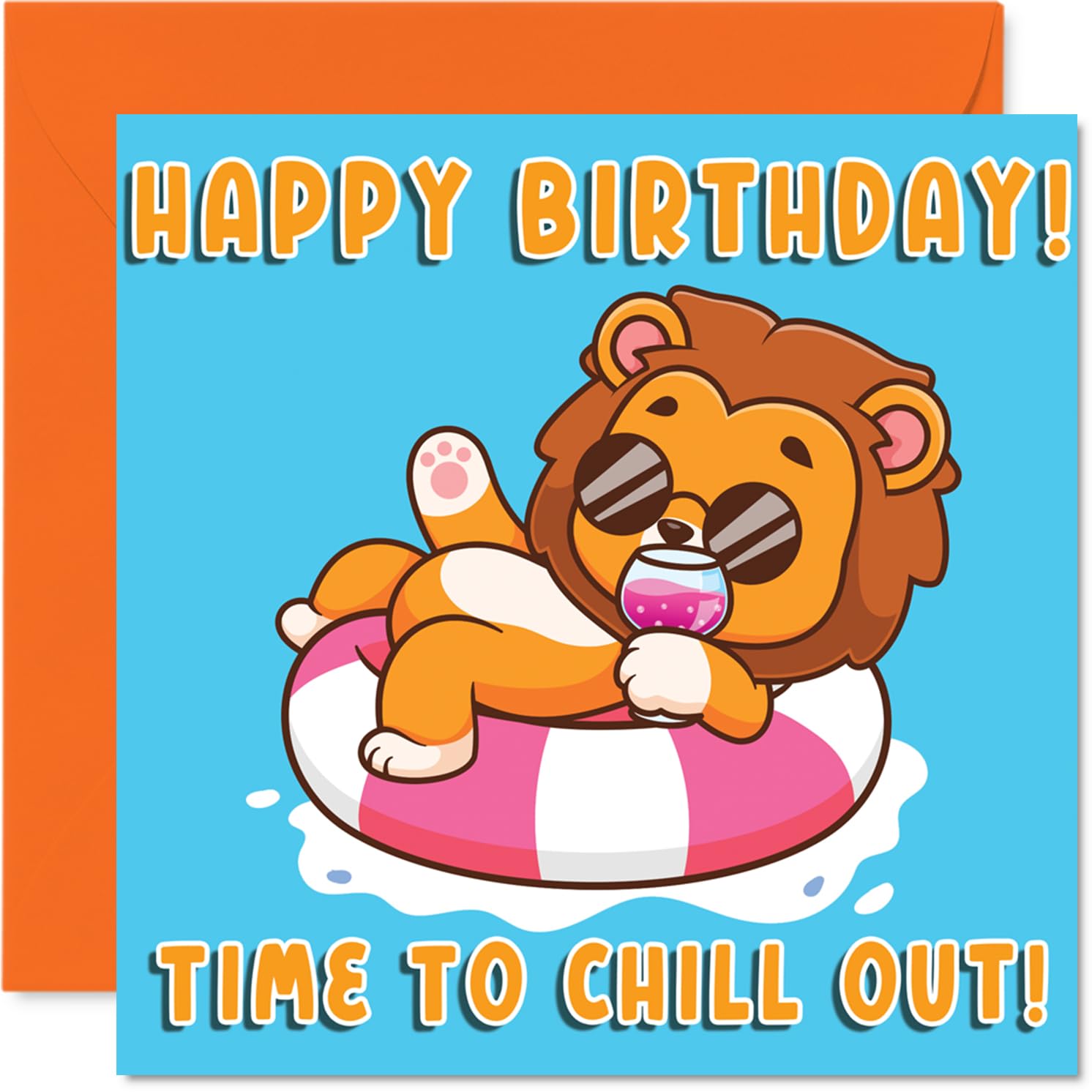Cute Lion Birthday Card for Boys Girls - Vacation Holiday Animals - Happy Birthday Card for Niece Nephew Son Daughter, 145mm Bday Greeting Cards