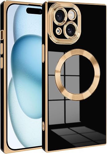 PSIOXY Funda magnética cuadrada para iPhone 15 compatible con Magsafe compatible con carga inalámbrica protección a prueba de salpicaduras TPU suave