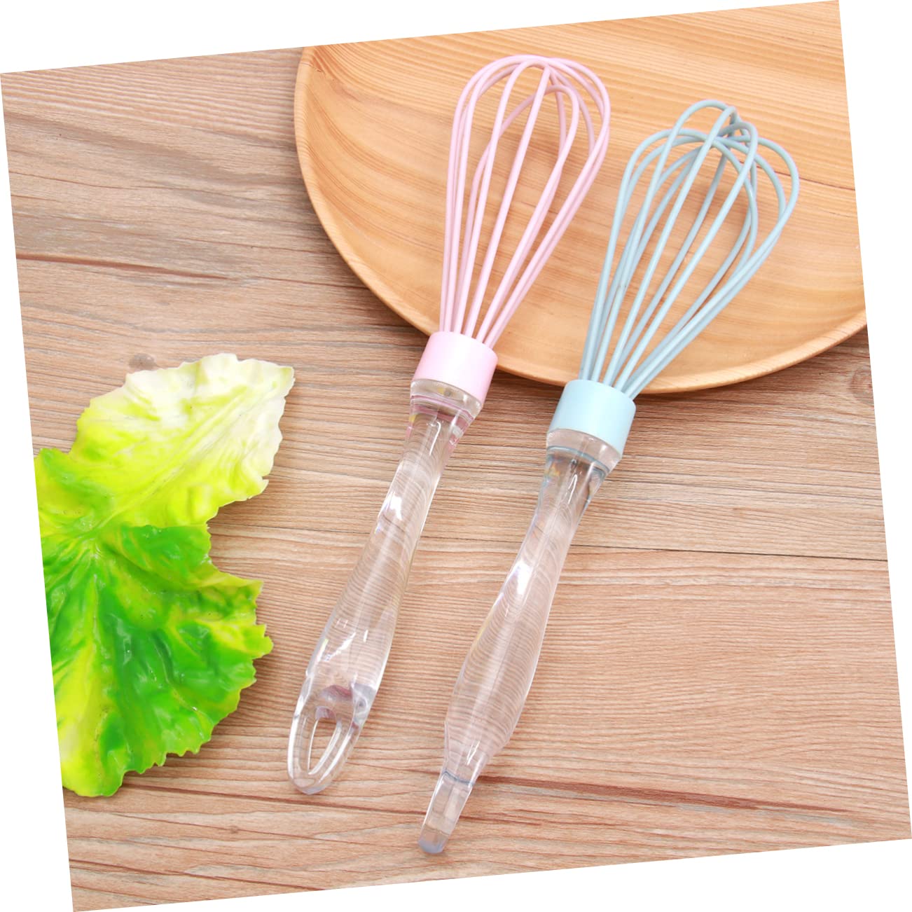 Unomor 2pcs Manual Blender Silicone Whisk for Kitchen Comfortable Grip Hand Mixer for Baking Sauces Food-grade Silicone Kitchen Gadget