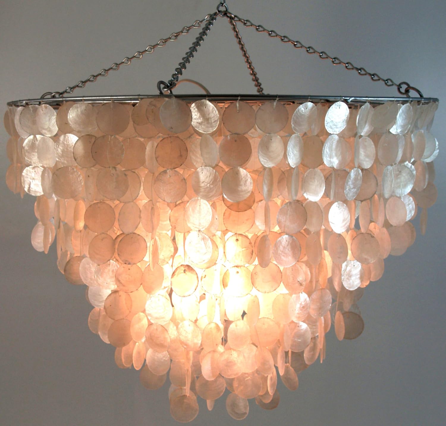 GURU SHOP Deckenlampe Muschelleuchte aus Capiz, Modell Salomonia | Hochwertige Handarbeit, einzigartiges Design, stimmungsvolle Beleuchtung, natürliche Materialien