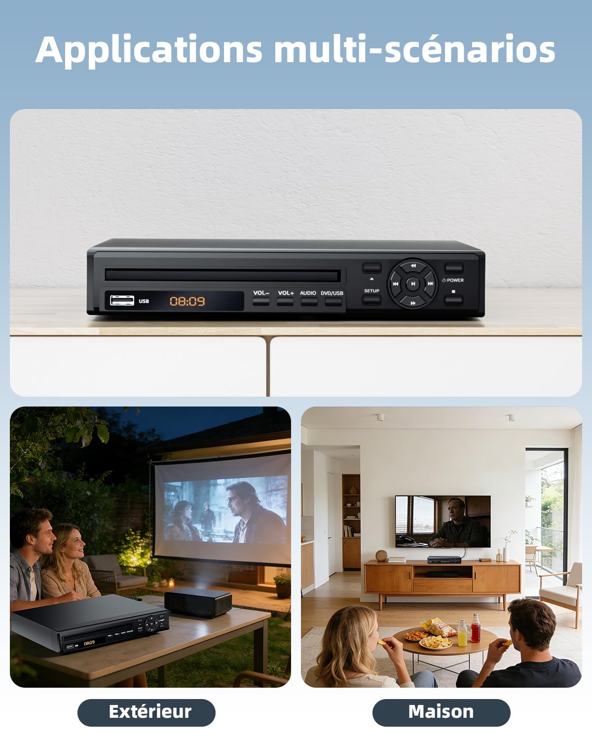 Desobry DVD Player für Fernseher, 1080p HD DVD Player mit verbessertem Laufwerkssteuerungssystem, Region-Free DVD/CD Player mit HDMI- & AV-Ausgang, Resume-Funktion, Fernbedienung