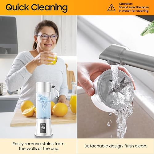 Miniatura 4 de Personal Blender for Shakes and Smoothies - 2025 New Upgrade Cordless Portable Blender USB Rechargeable, 380Ml BAP Free Juice Cup, 6 Blades Freshly