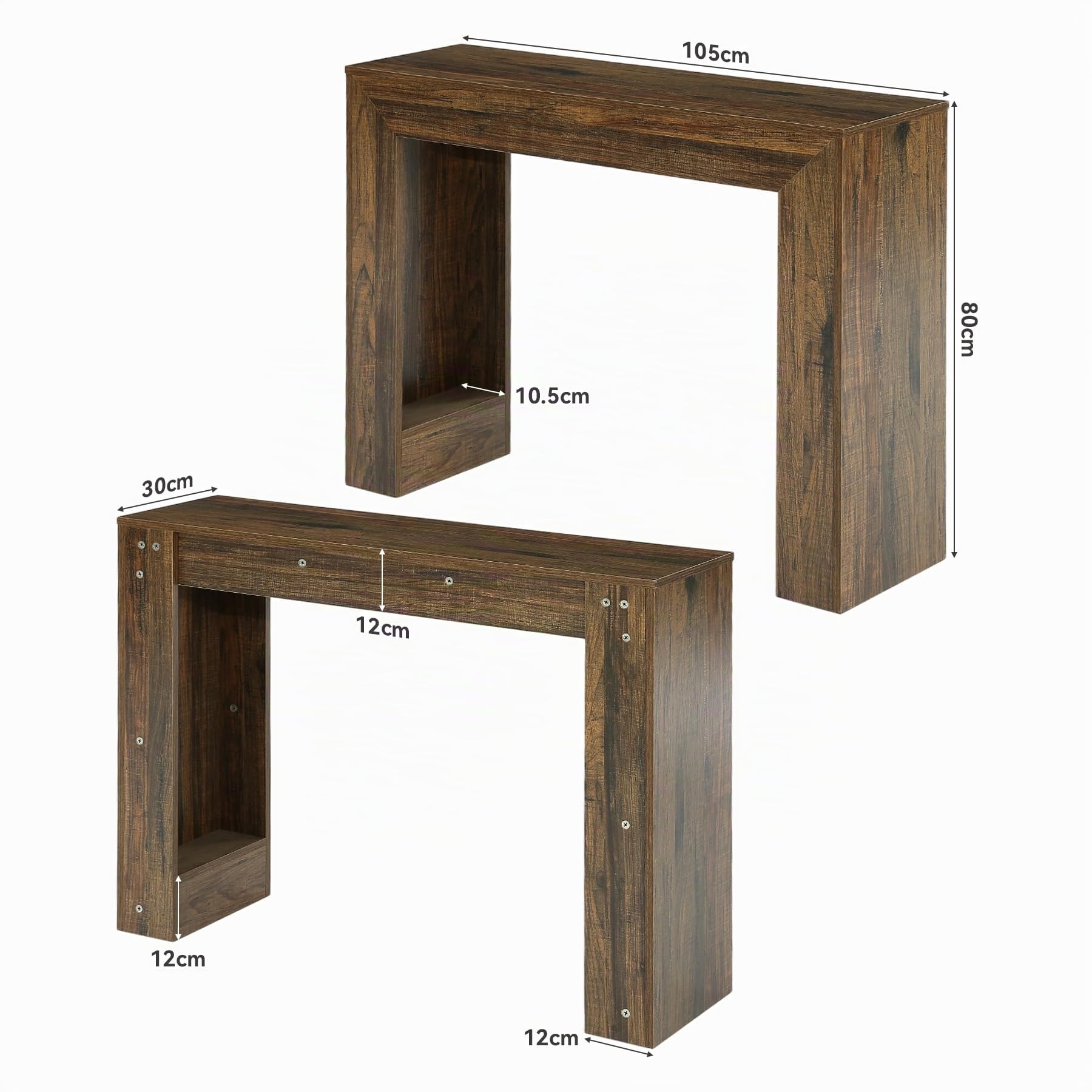Tribesigns Konsolentisch 105 cm Flurtisch Für Eingangsbereich, Schmaler Tisch Hinter Couch, Farmhouse Konsolentisch Mit Stabiler Doppelbasis, Holzoptik Entryway Table Für Flur Wohnzimmer, Braun
