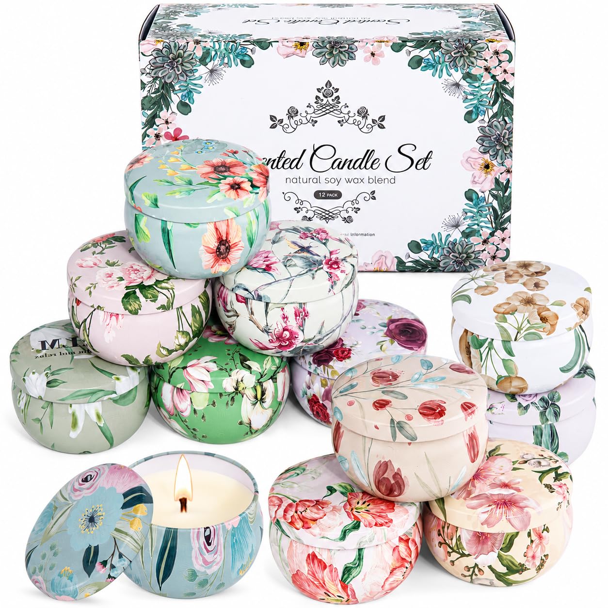 Juego de 12 Velas Aromática Perfumadas para Mujeres,Regalo para Madre/Mujer/Novia,Vela de Soja para Amigo Compañera de …