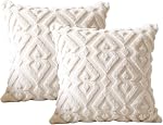 Artscope Boîte de 2 Velours en laine courte douce Couvertures d'oreillers décoratifs de style luxueux Coussin Couvres de coquille d'orfèvre européen pour canapé chambre à coucher Diamond Forme crème Beige, 18x18 1 cm