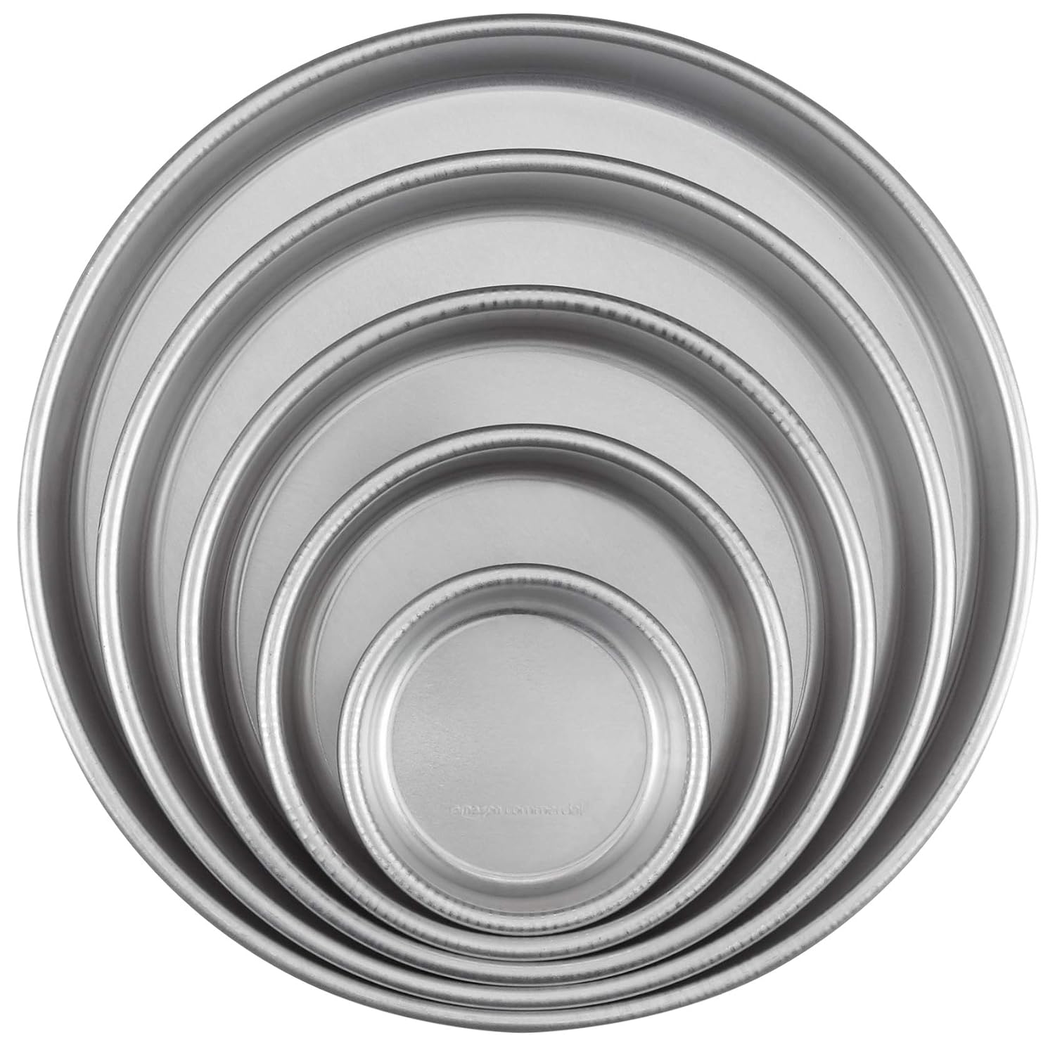 AmazonCommercial Aluminum Round Cake Pans, 5-Piece Set, Includes Pan Sizes in 12, 10, 8, 6, and 4 Inches