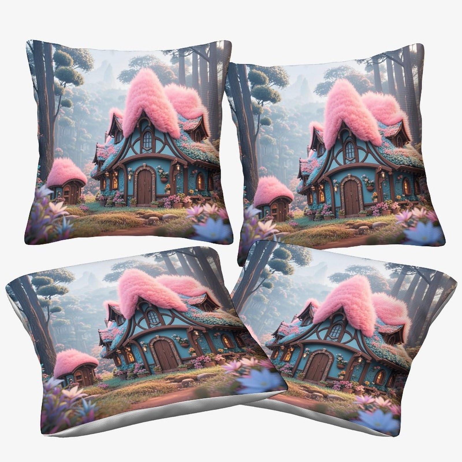 Housse de coussin 45x45 Fairytale Cottage pour rénover facilement vos vieux coussins