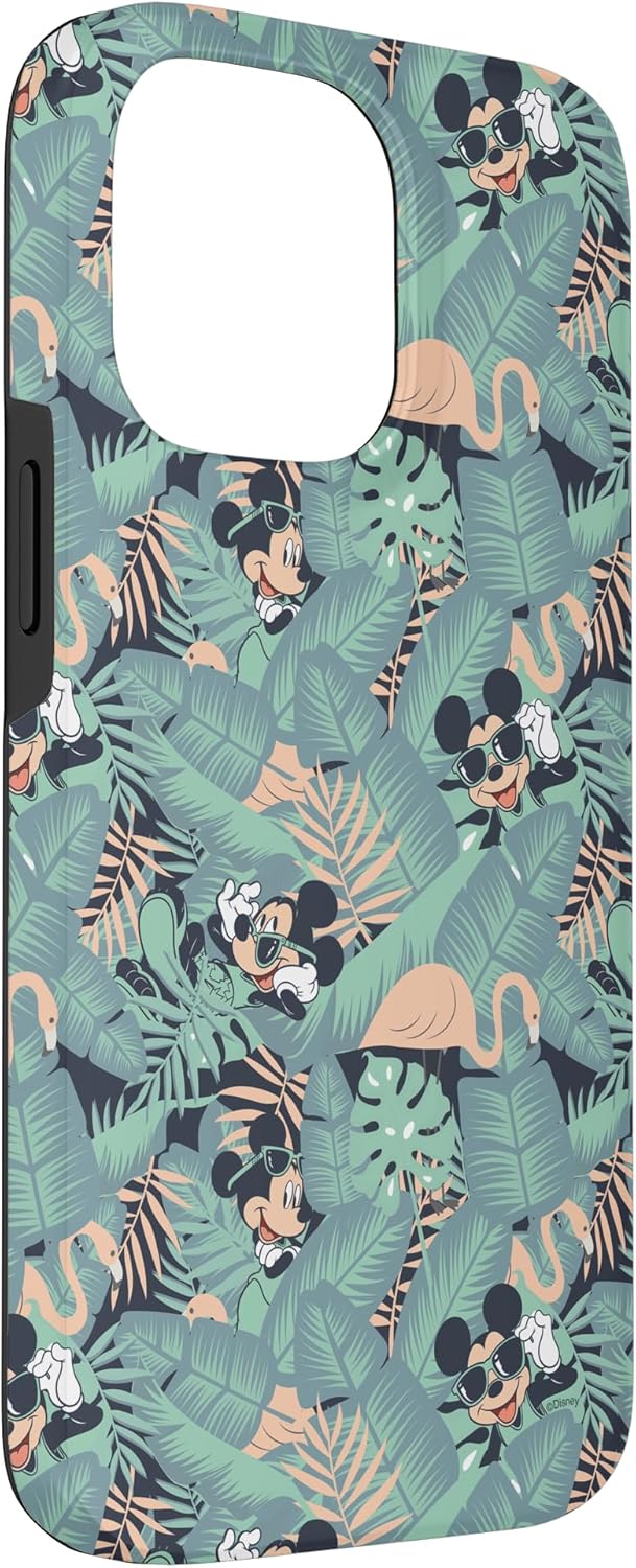 Disney Mickey Mouse Summer Tropical Beach Leaves Pattern Case for iPhone 14 Pro Max