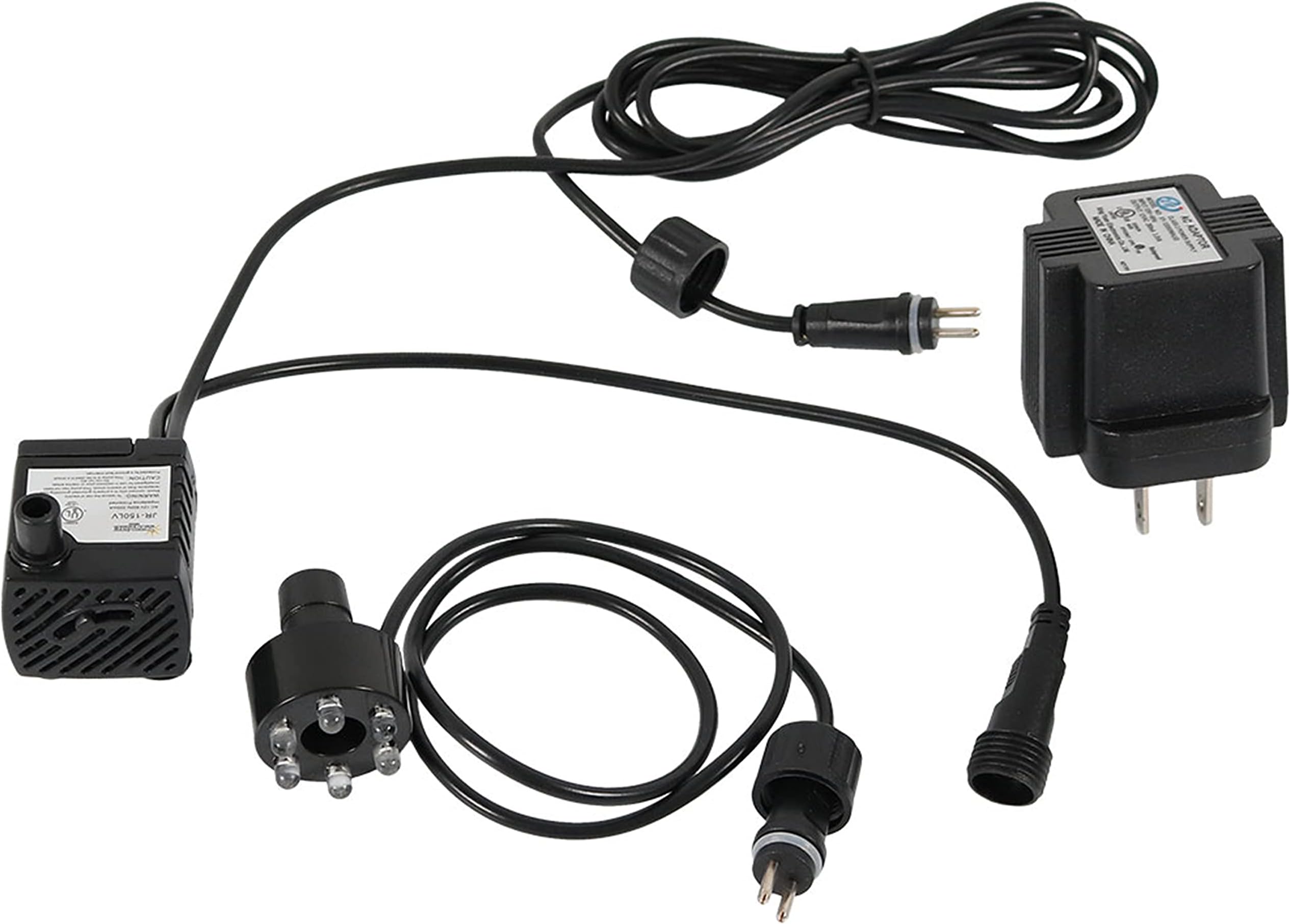 Sunnydaze 40 GPH Submersible Water Pump – 12V Small Fountain Pump with Adjustable Flow, LED Light & Transformer for Fountains, Bird Baths, Aquariums