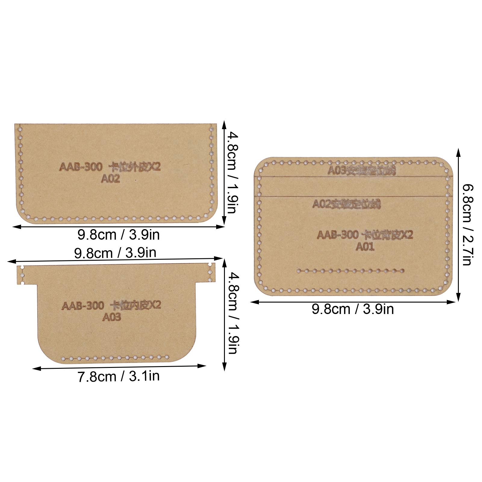 Leather Templates for Leatherwork, 3Pcs Clear Acrylic Templates Card Bag DIY Leather Pattern Wallet Mold Craft Tools Accessories