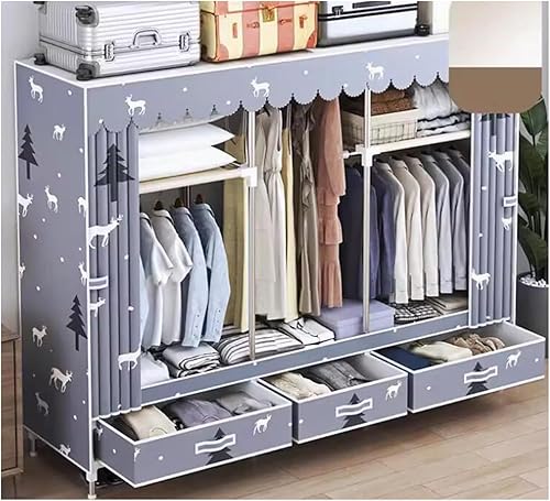 Miniatura 16 de Armarios grandes Armario portátil con cajón Armarios para dormitorio colgante de metal hierro ropa armario ahorra espacio armario ahorro de espacio