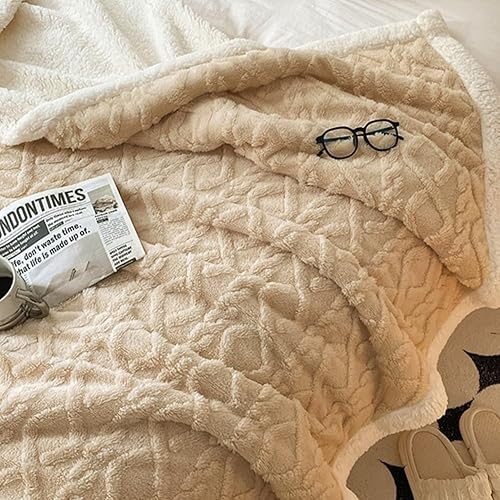Miniatura 6 de Manta de forro polar sherpa, diseño elegante 3D, reversible de doble cara, supersuave, esponjosa, cálida, acogedora, afelpada, mullida para el sofá,