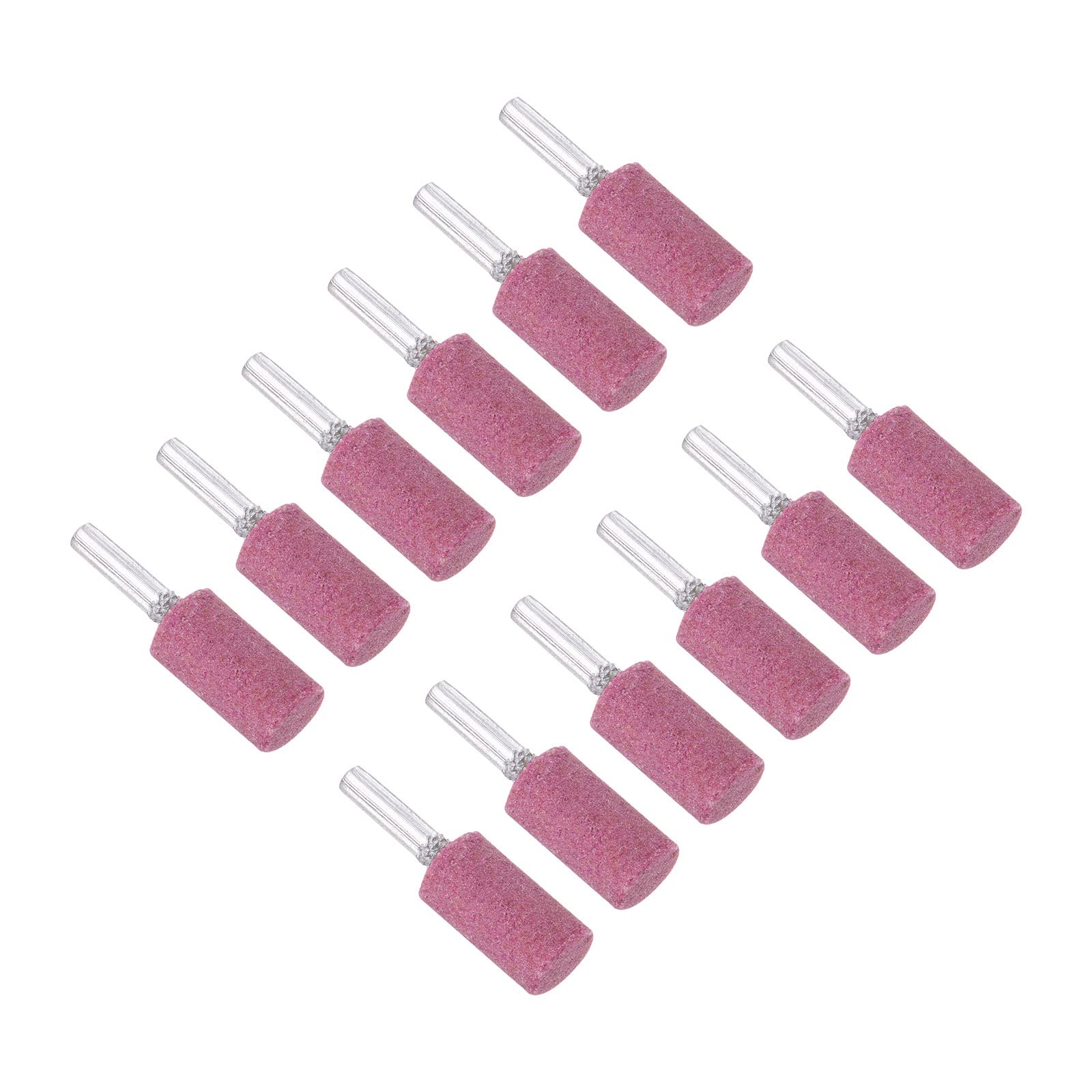 QUARKZMAN 6mm Gambo 16mm Diametro Mandrino Montato Rettifica Pietre x 12pz Cilindro Forma per Rettifica e Lucidatura, [Rosa]