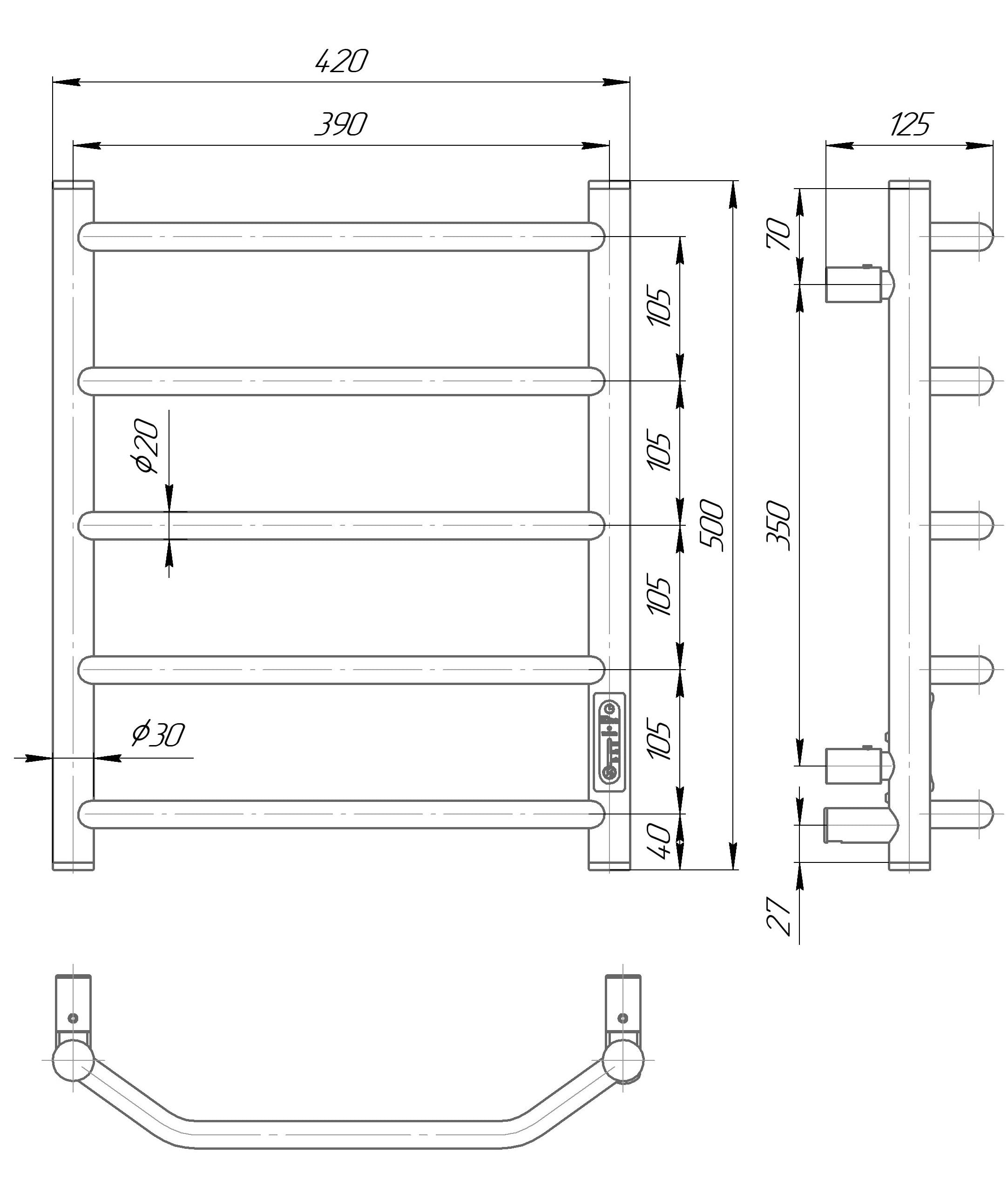 Elna Scaldasalviette Bianco - 45W - 500x420mm - Elettrico per tutti i giorni e la famiglia - Compatto, facile da pulire e sicuro - Con timer, termostato ed Eco - IP44 - Acciaio inossidabile