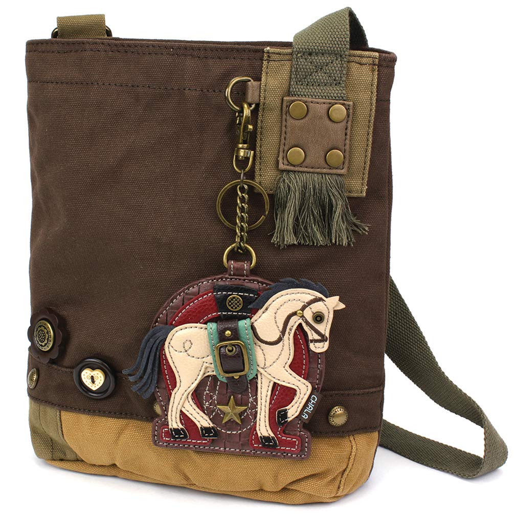 CHALA Patch Cross-Body Women Handbag, Canvas Messenger Bag Olive, Metal Charming Cross - Oliv, Medium — view 31