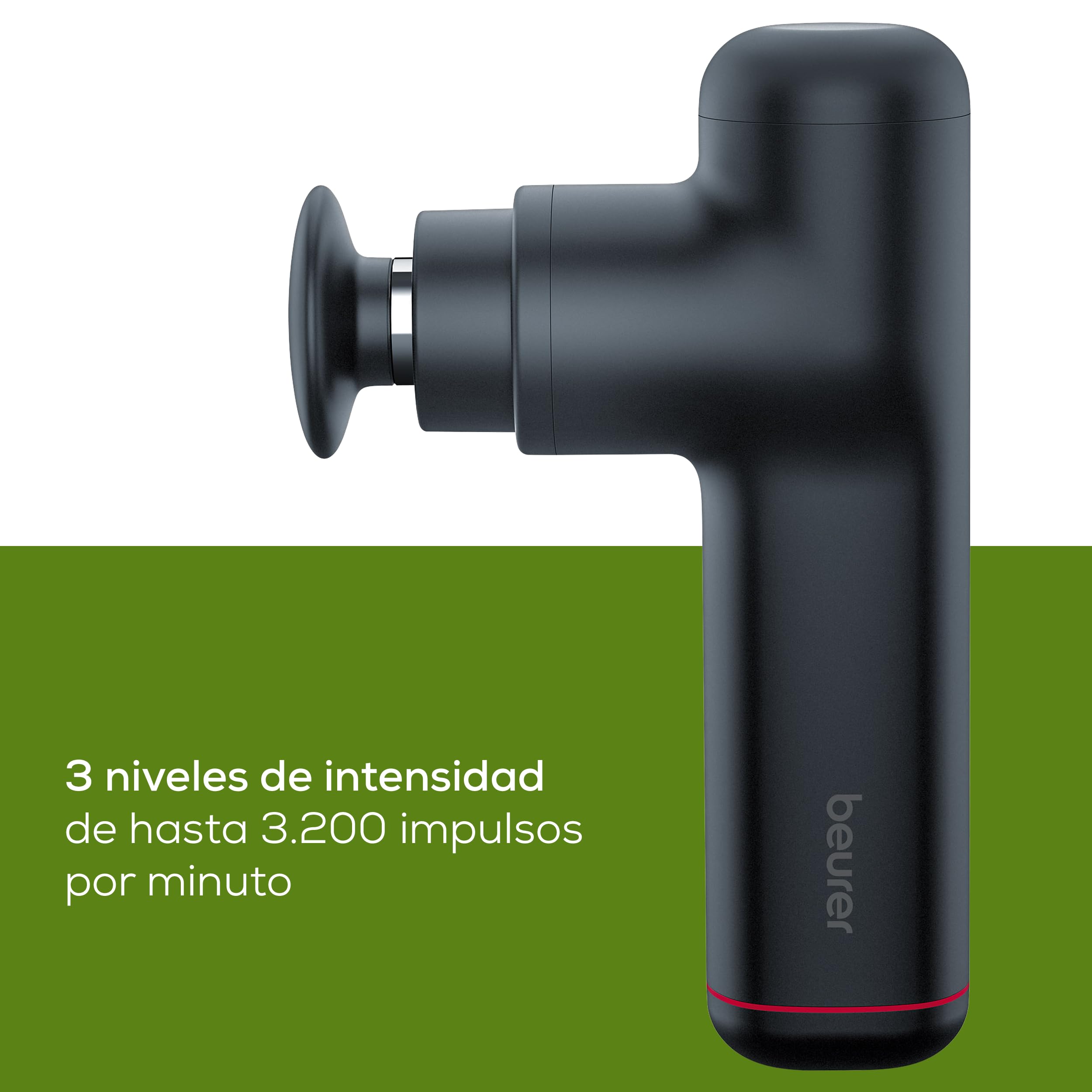 Beurer MG 79 Massage Gun Sensitive, Pistola de masaje muscular y compacta con 3 accesorios, suave masaje de puntos gatillo para zonas sensibles del cuerpo con 3 niveles de intensidad