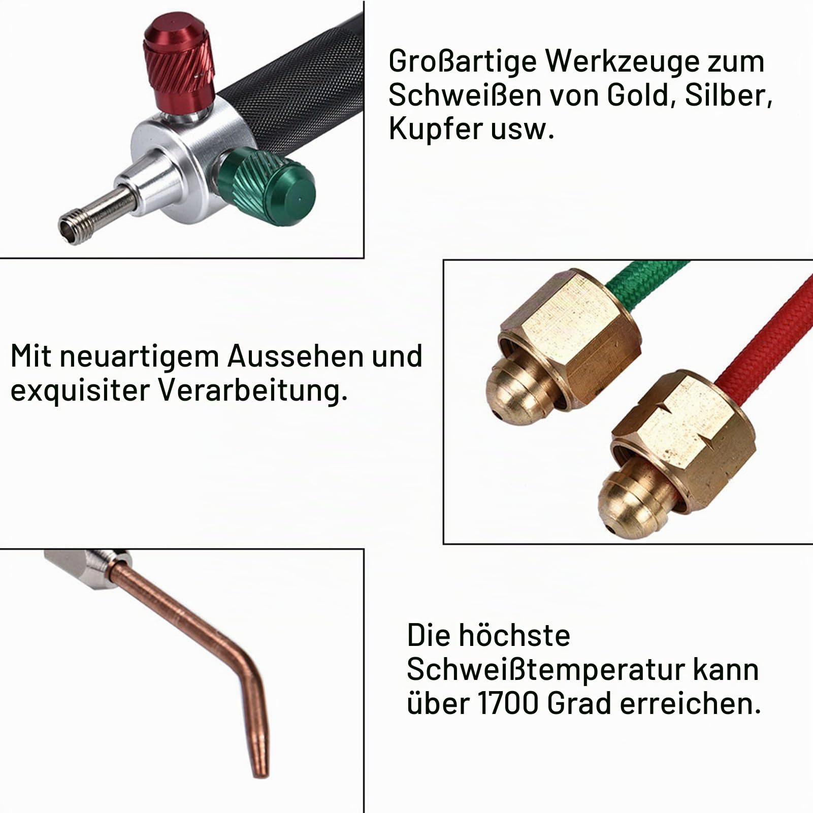 Dauerhaft Schweißbrenner Werkzeug Set 5 Spitzen Mini Gas Brenner für Metall und Schmuck Sauerstoff Brenner Sprühschweiß Pistole Zubehör Schmuckverarbeitung Ausbildung