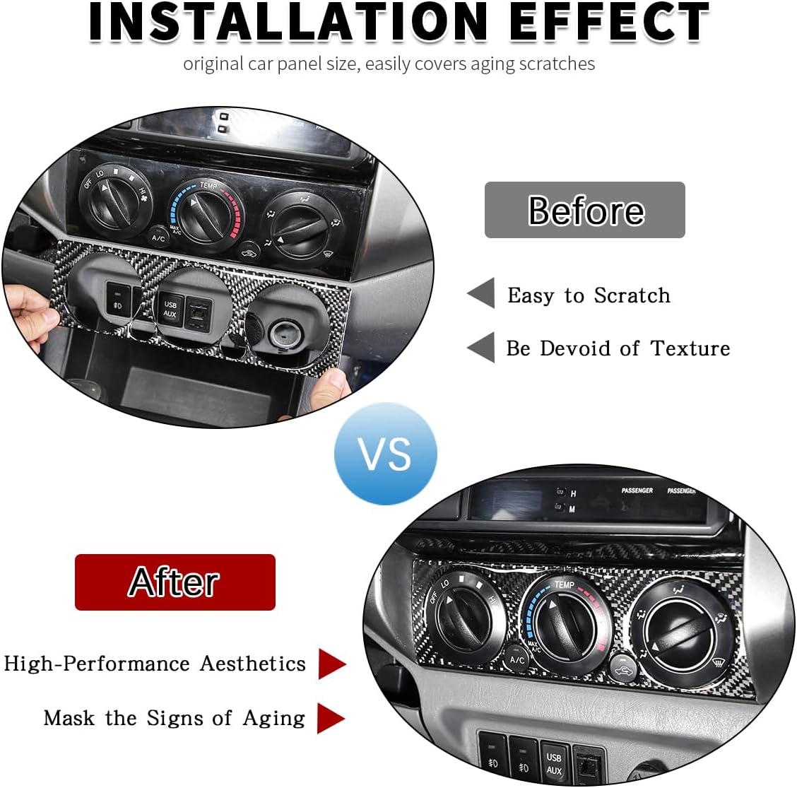 Real Soft Carbon Fiber Car Center Console Air Conditioner Switch Panel Protector Trim Sticker Fit for Toyota Tacoma 2011-2015 Automotive Interior Accessories