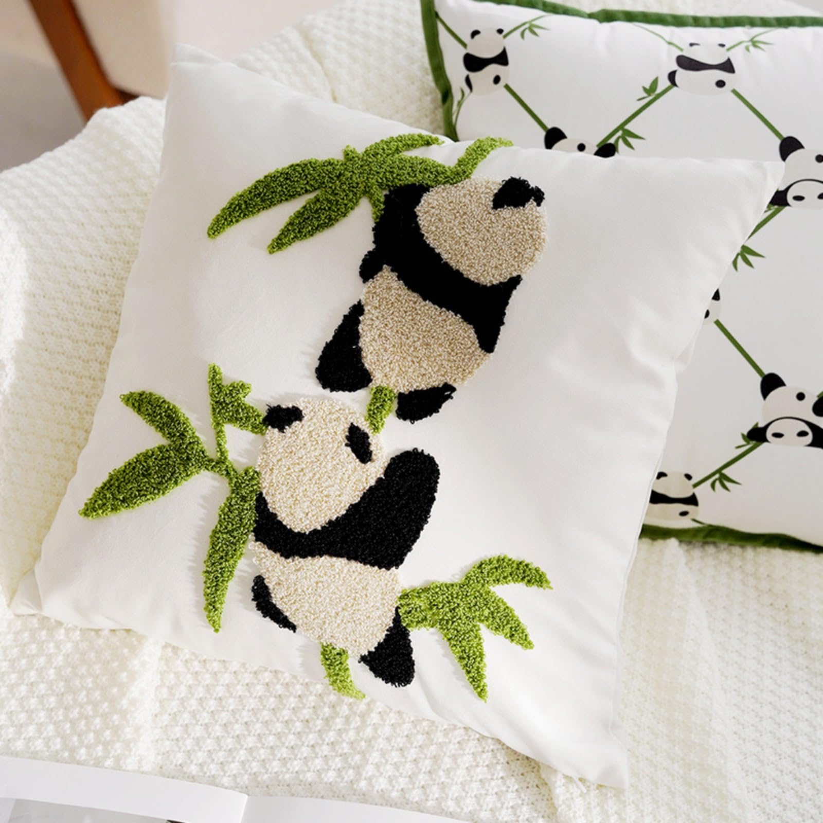 Housses de coussin velours 45x45 Panda pour déco de salon chaleureuse