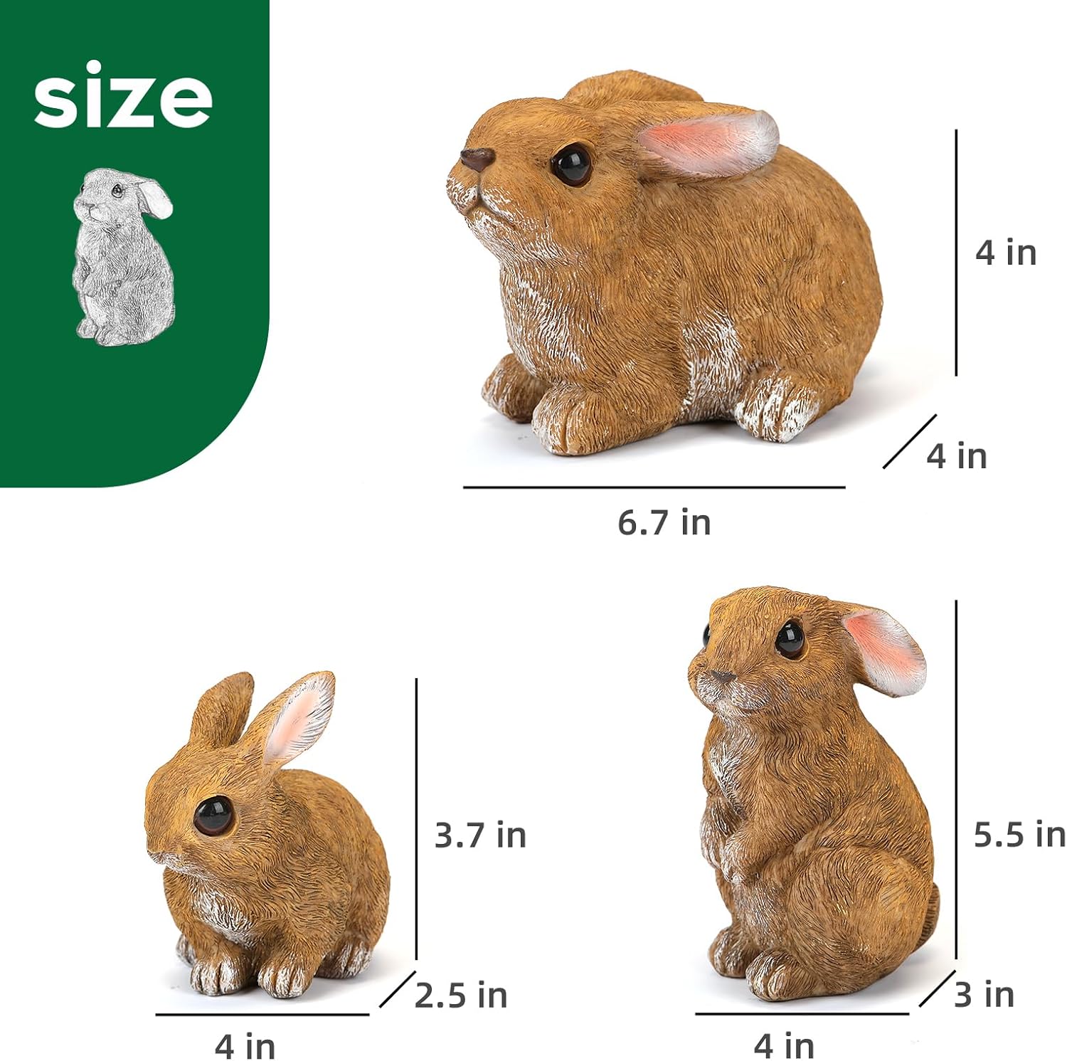 Bunny Decor Yard Decorations Outdoor Set of 3, Bunny Decorations for Home Garden Outdoor Statues, Easter Rabbit Figurines mom Gifts - Image 3