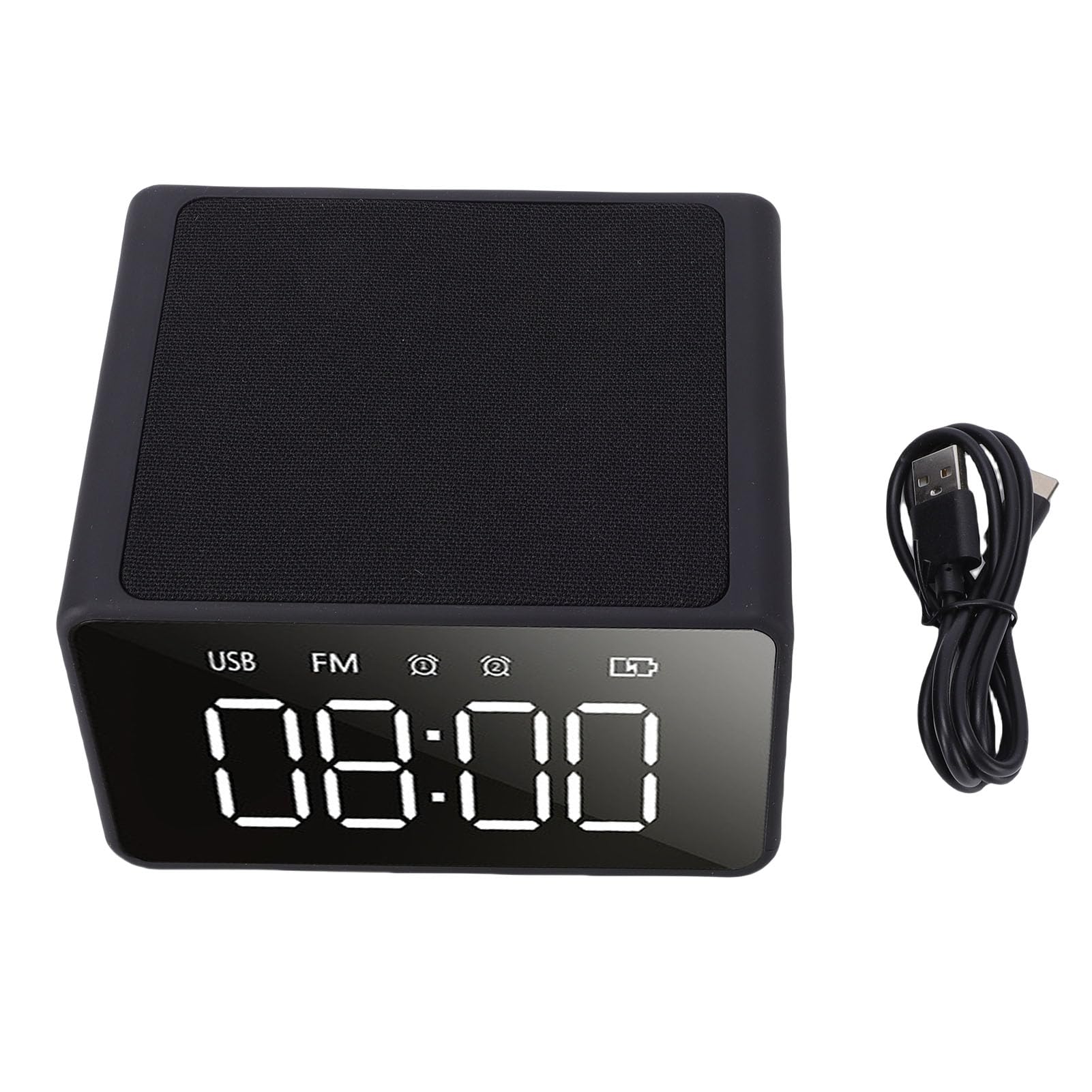 Sveglia Digitale, Altoparlante con Caricabatterie Wireless da 10 W Display LED da 5 Pollici Radio FM Microfono Integrato, per Comodino