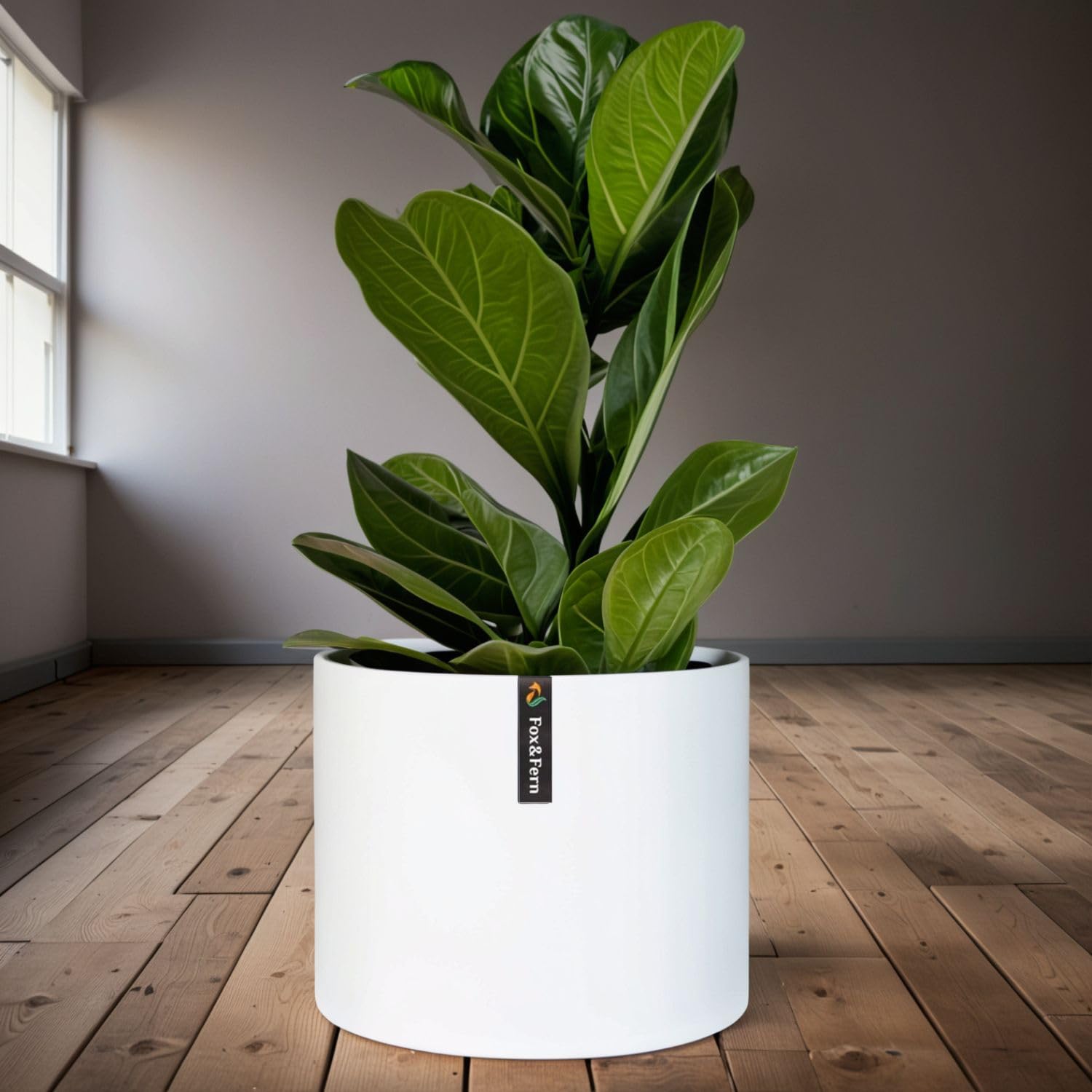 Fox & Fern 18.7 Inch Extra Large Planter - Premium Lightweight Fiberstone Matte White Plant Pot with Drainage; Extra Large Planters for Indoor Plants; Extra Large Outdoor Planter Pots; Tree Planter