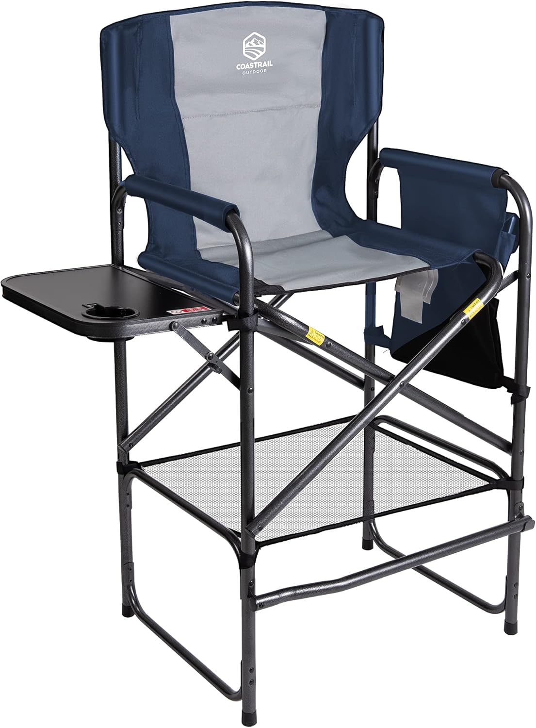 Coastrail Outdoor Tall Directors Chair Folding 30" Height, Supports 400 lb, Padded Comfort Indoor, Outdoor, Patio Chair with Side Table & Pockets for Camping Artists Patio RV Studio Grey : Sports & Outdoors